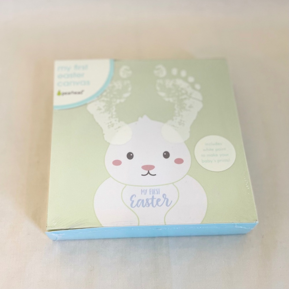 Pearhead My First Easter Baby Footprint Canvas Kit Bunny Keepsake 6x6 Mint Green